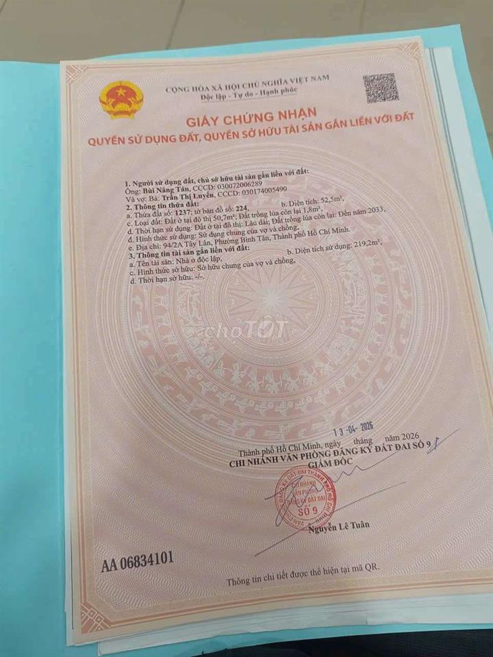 bán nhà 94/2 Tây Lân 5 Tấm mới 