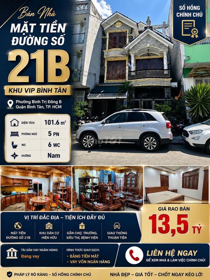Mặt tiền kép Đ. 21B - Bình Tân - Ngộp Ngân hàng