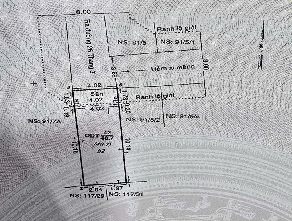 Bán nhà 48 m2, 91/7 đường 26/3, Bình Hưng Hoà, Bình Tân, Hẻm XH 4 met