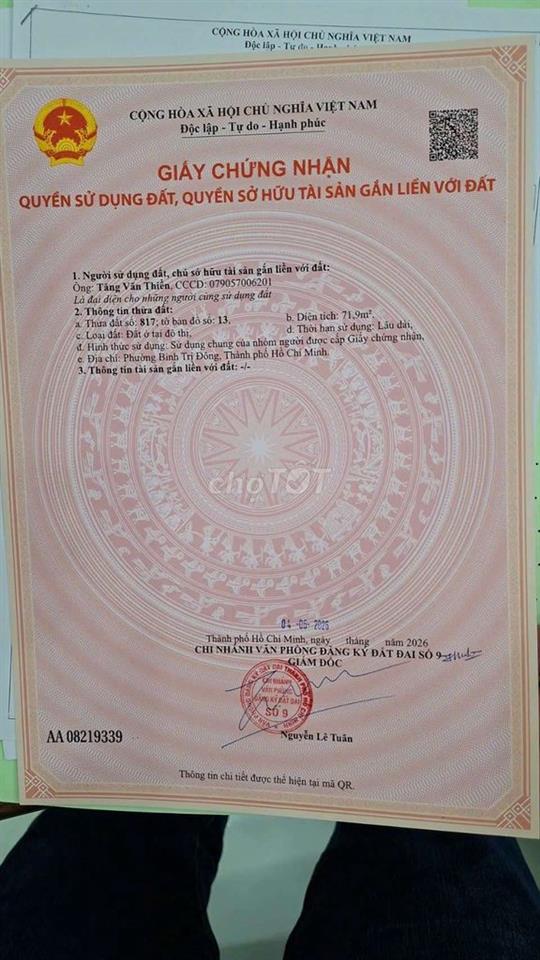 Bán đất hẻm 225/2 đường Lê Văn Quới - Bình Tân