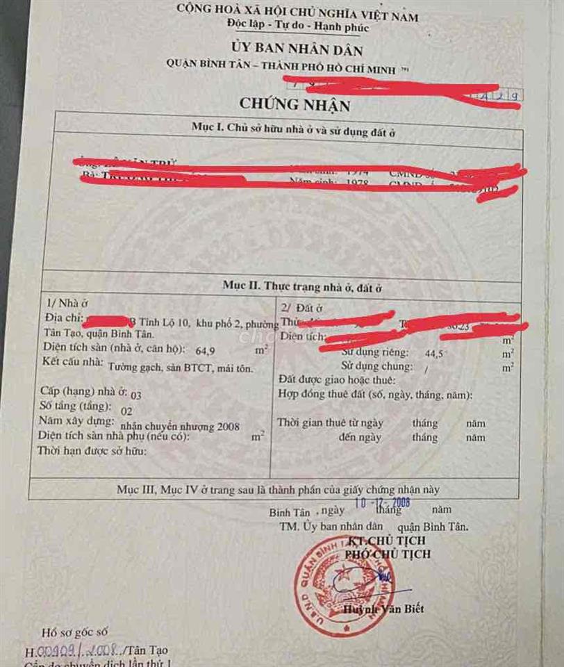 gấp bán nên mới có giá rẻ bất ngờ.2 tầng,tỉnh lộ 10,bình tân.