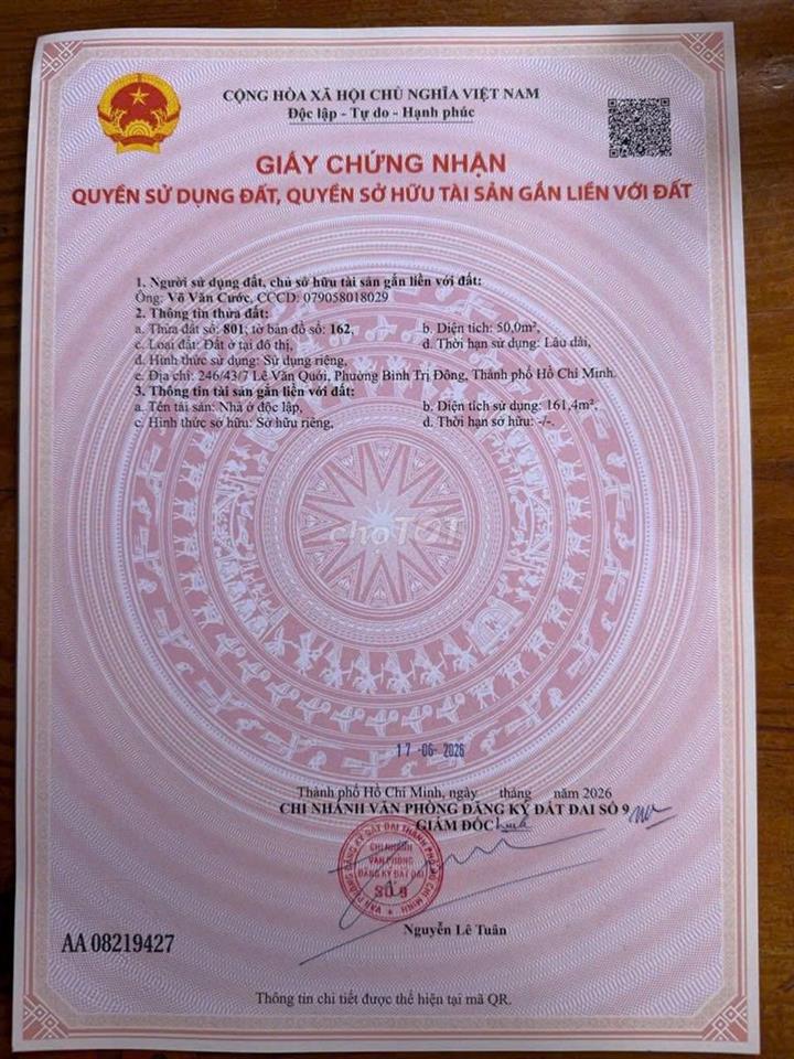 🏡 BÁN NHÀ MỚI XÂY CAO CẤP – HẺM NHỰA XE HƠI – LÊ VĂN QUỚI, BÌNH TÂN