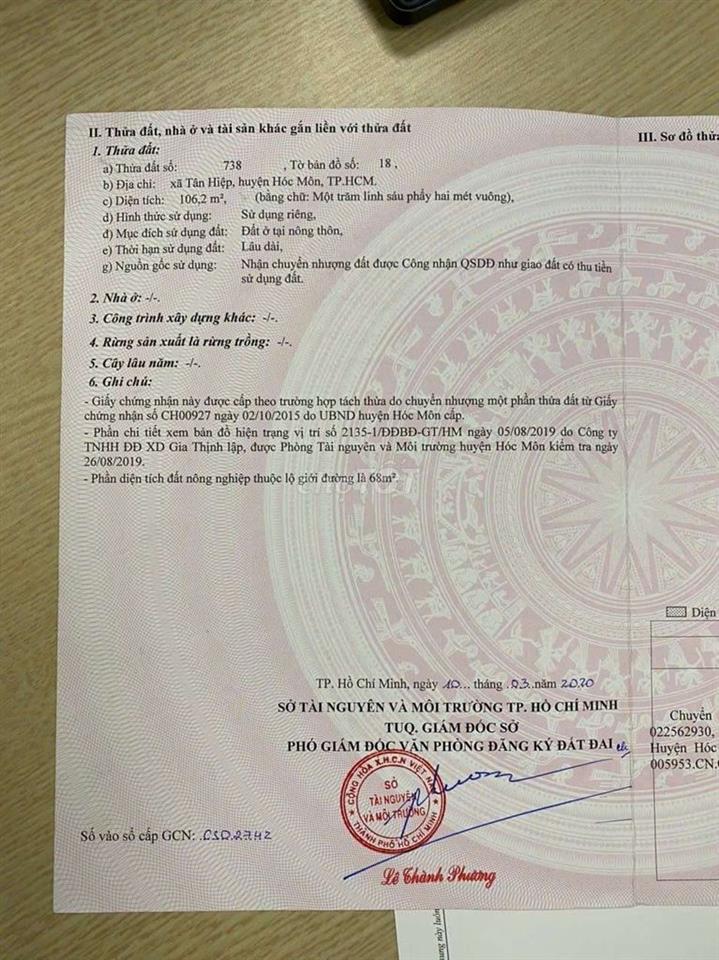 CHÍNH CHỦ BÁN ĐẤT MẶT TIỀN THỔ CƯ 100% GIÁ NHƯ TRONG HẺM 