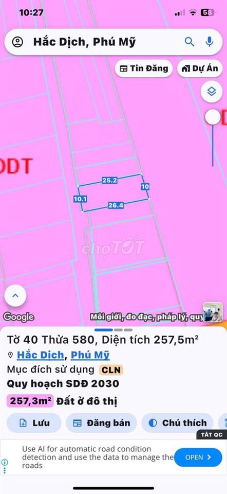 CẦN BÁN 2 LÔ ĐẤT ĐƯỜNG ĐINH CÔNG TRÁNG- HẮC DỊCH - PHÚ MỸ - BRVT