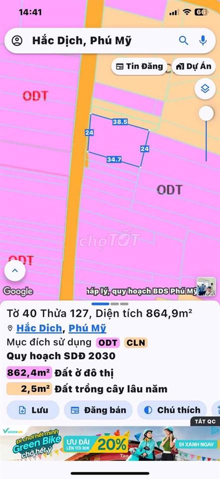 CẦN BÁN 2 LÔ ĐẤT ĐƯỜNG ĐINH CÔNG TRÁNG- HẮC DỊCH - PHÚ MỸ - BRVT