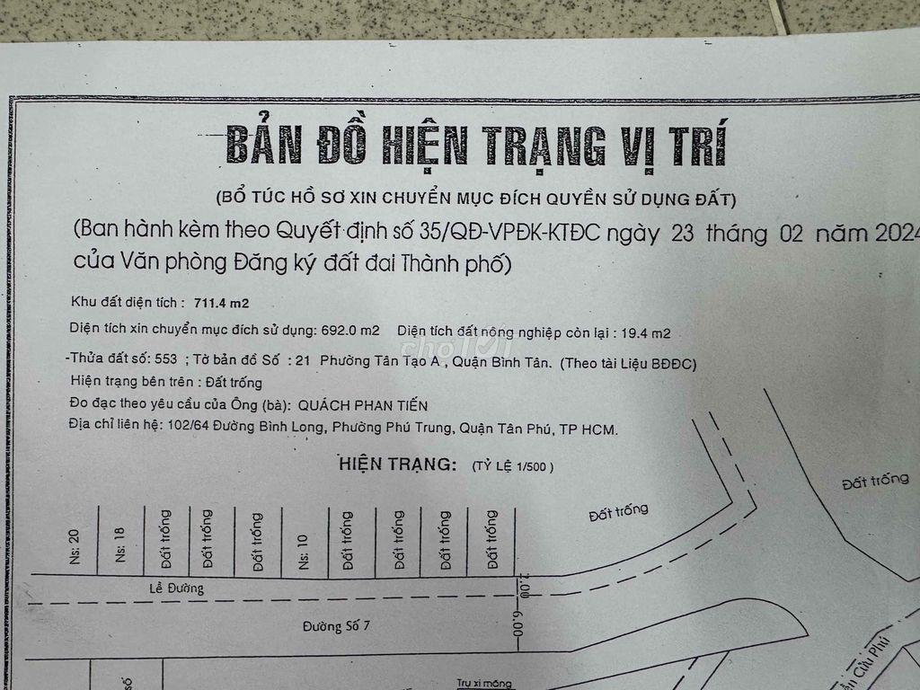 siêu phẩm đất mặt tiền 900m2 Quận Bình Tân