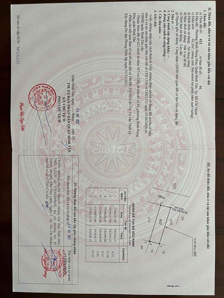Bán đất Hẻm 77 Đường số 9, Phường Bình Hưng Hoà, TPHCM