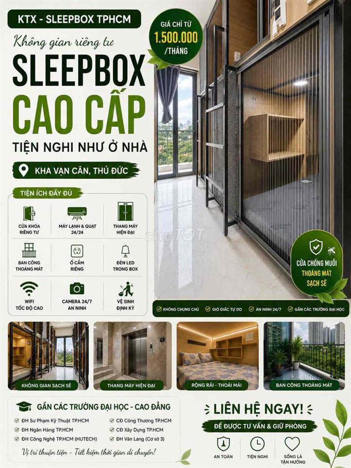 🏡 Gần CĐ CÔNG NGHỆ TPHCM - SLEEPBOX MỚI 100%–CÓ THANG MÁY +  BAN CÔNG🏡