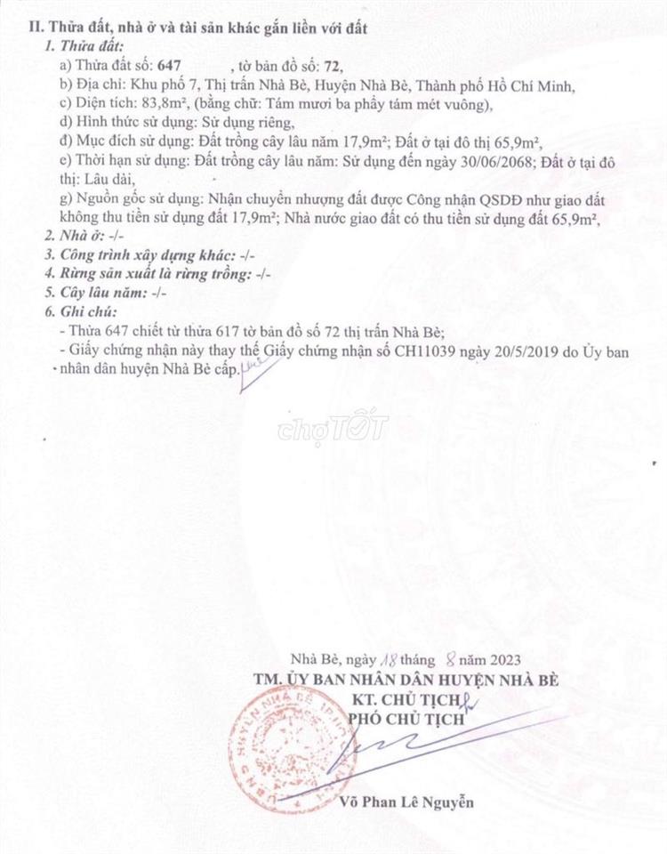 Đất thổ cư Thị trấn NB