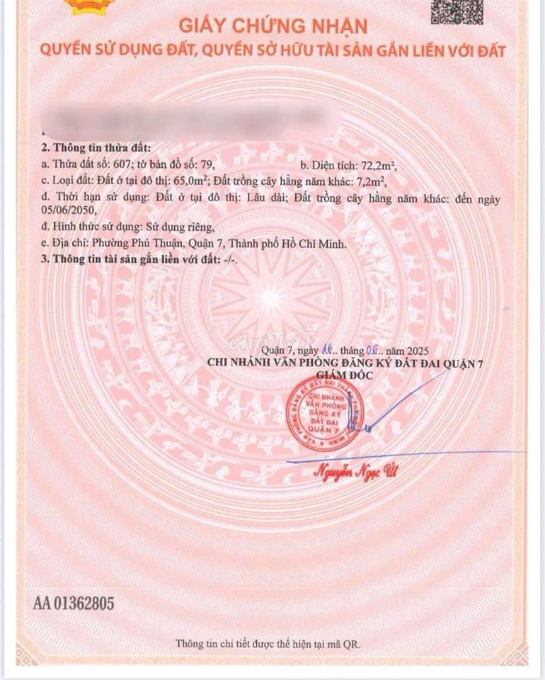 ĐẤT THỔ CƯ Q7 CHỈ 30TR/M