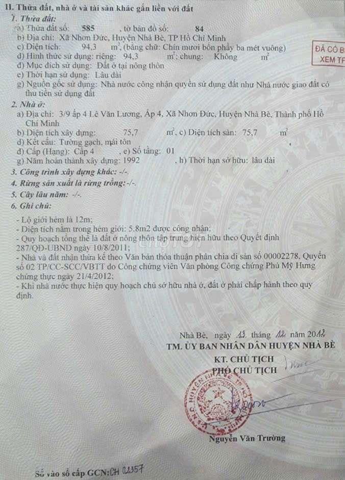 nhà bán hẻm xe hơi 6m đường Lê Văn lương 