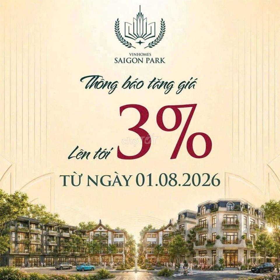THÔNG BÁO TỪ CĐT: ĐIỀU CHỈNH TĂNG GIÁ BÁN DỰ ÁN VINHOMES SAIGON PARK