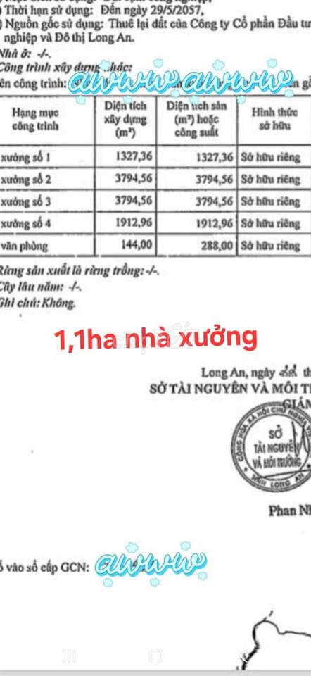 4 xưởng + 2,1HA đất 2MT, Khu Công Nghiệp Lợi Bình Nhơn, Long An