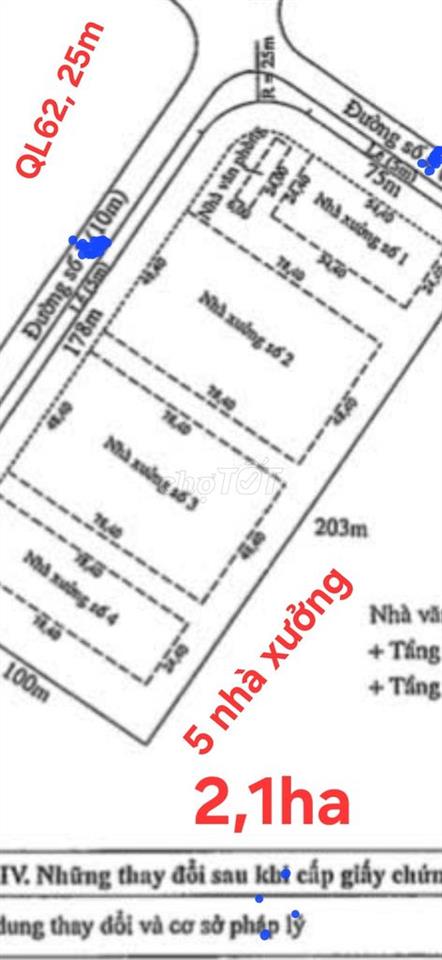 4 xưởng + 2,1HA đất 2MT, Khu Công Nghiệp Lợi Bình Nhơn, Long An