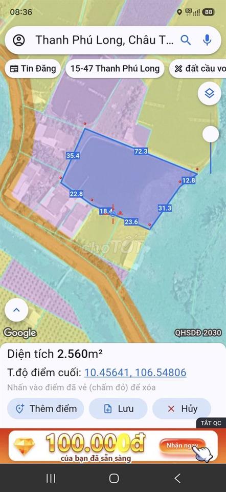 3,088m2 có 2.560m2 thổ, 2MT đường 12m, Thanh Phú Long, Châu Thành, LA