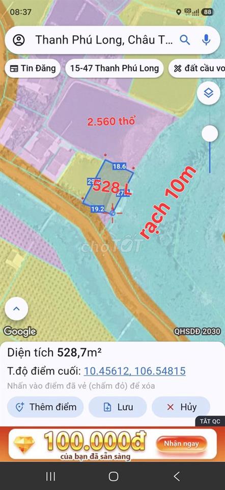 3,088m2 có 2.560m2 thổ, 2MT đường 12m, Thanh Phú Long, Châu Thành, LA