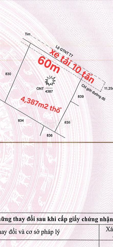 Bán 4,387m2 thổ, MT đường T7,  Bình Thành, Đức Huệ LA cũ, Tây Ninh mới