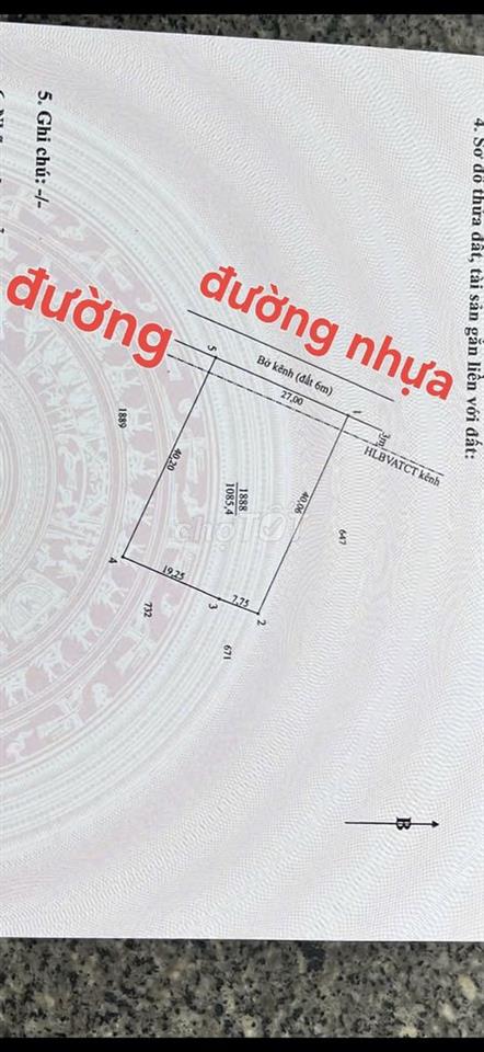 Bán 1.100m2 thổ cư, MT đường bờ kênh nhựa, Bình Thành mới, Đức Huệ, LA