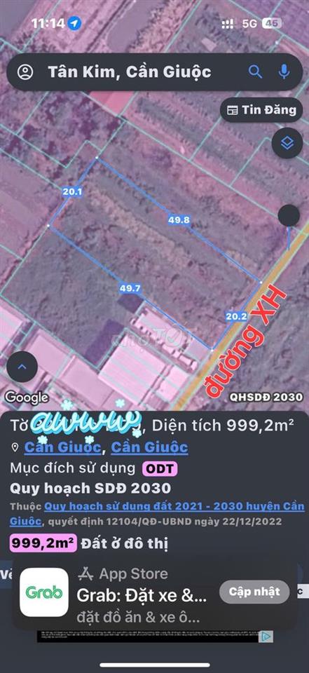 900m2 thổ đường XH, Tập Đoàn 2, Cách TPHCM 2km, Xã Cần Giuộc, LA