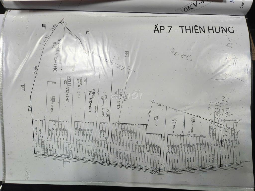25 lô đất = 1,7ha, mổi lô có 100m2 T cư, Thiện Hưng, Bù Đốp, B Phước