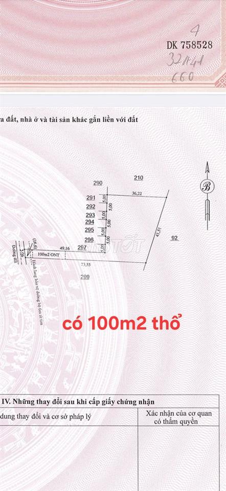 25 lô đất = 1,7ha, mổi lô có 100m2 T cư, Thiện Hưng, Bù Đốp, B Phước