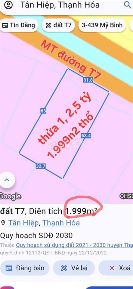 Bán 2 thửa đất thổ cư, MT đường T7, Bình Thành, Đ Huệ cũ, Tây Ninh mới