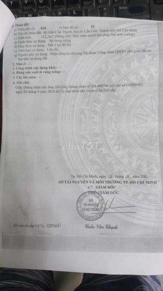 Bán đất Cần Giờ Giồng Ao