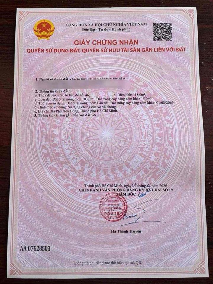 Giảm: lô đất đường nhựa 118m2 thổ cư ,thông ra Lê Thị Bay vào200m
