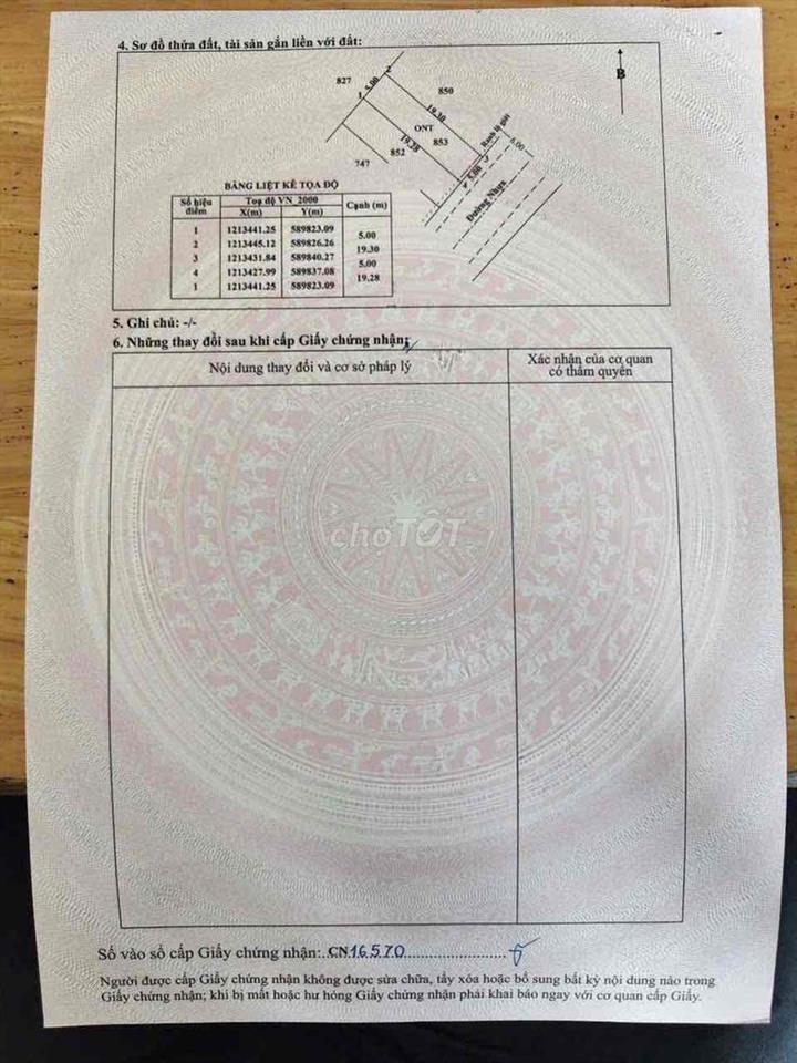 Đất thổ cư ngộp mặt tiền đường 397 Nguyễn Kim Cương,96m2,đường thông