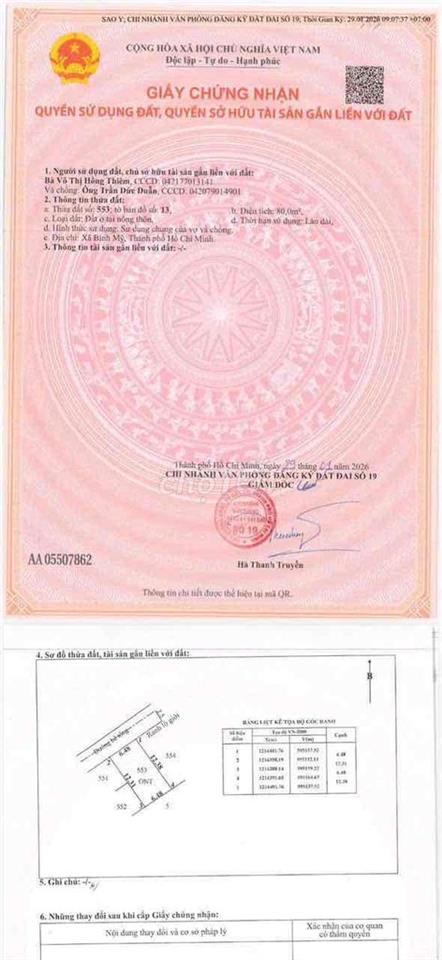 Đất thổ cư xây dựng ngay 1/ Trần Thị Hồ, thông sông sài gòn thoáng mát