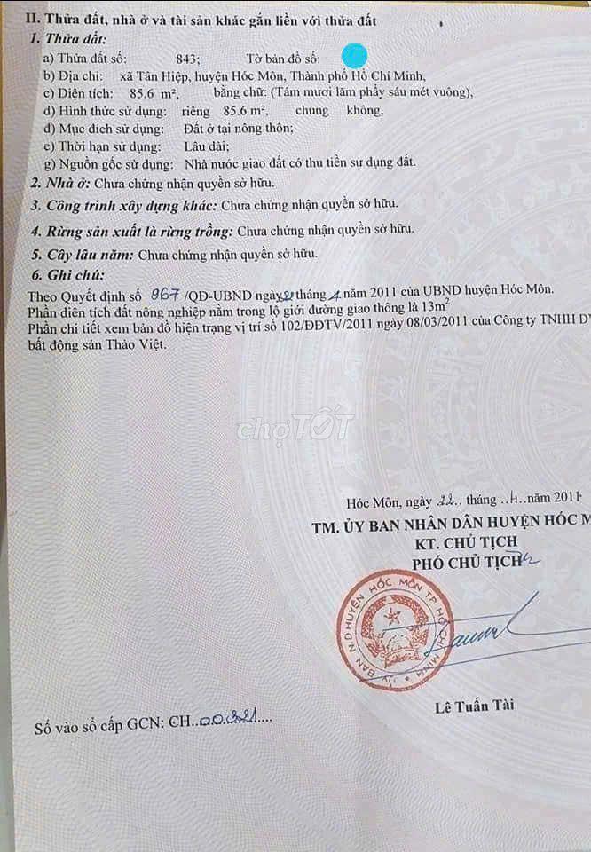 BÁN NHÀ Ở TÂN HIỆP HÓC MÔN GIÁ *** TRONG TUẦN 700TRIỆU SỔ RIÊNG