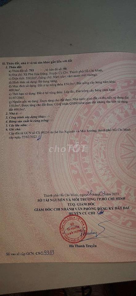 bán Nhà và đất .xã phú Hòa Đông. củ chi.