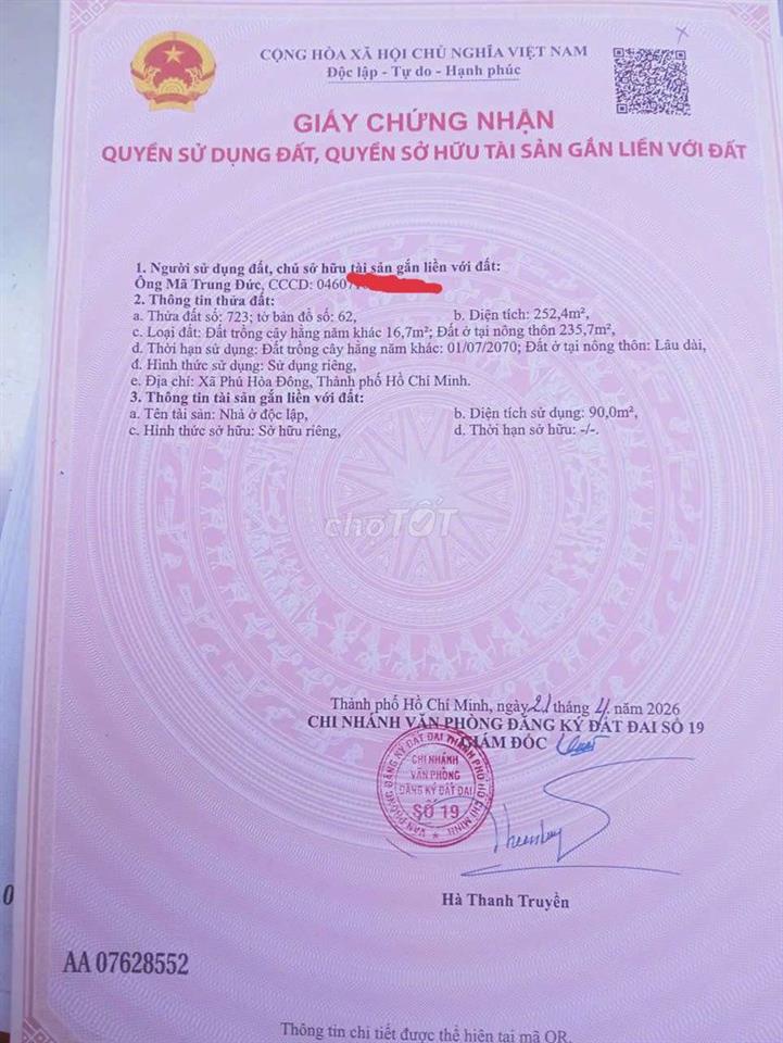 . CHÍNH CHỦ, BÁN CĂN NHÀ MỚI XÂY  DT 252 m2
