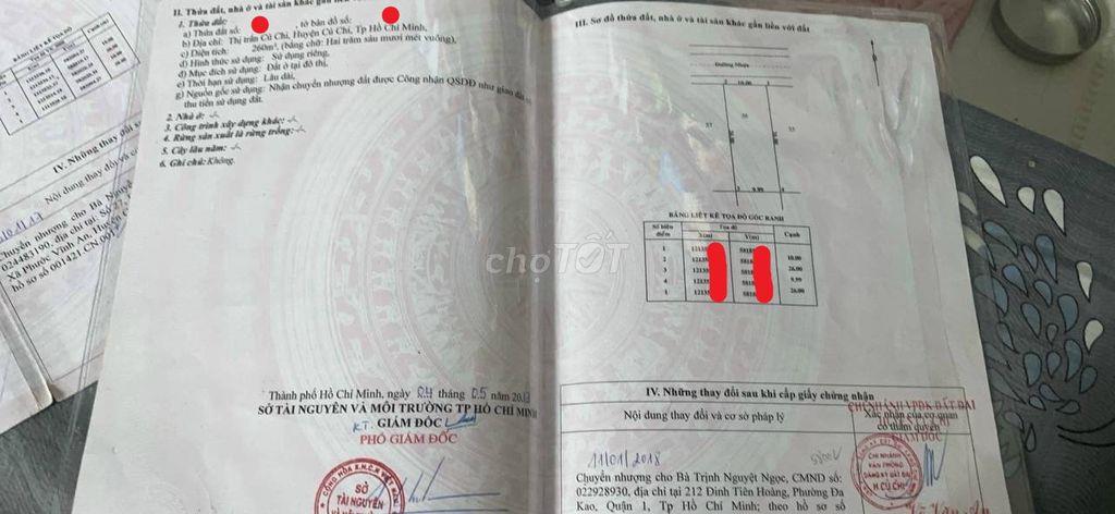 BÁN GẤP 260M2 Đ.Nguyễn Thị Triệu, Củ Chi giá chỉ 970 triệu, SHR