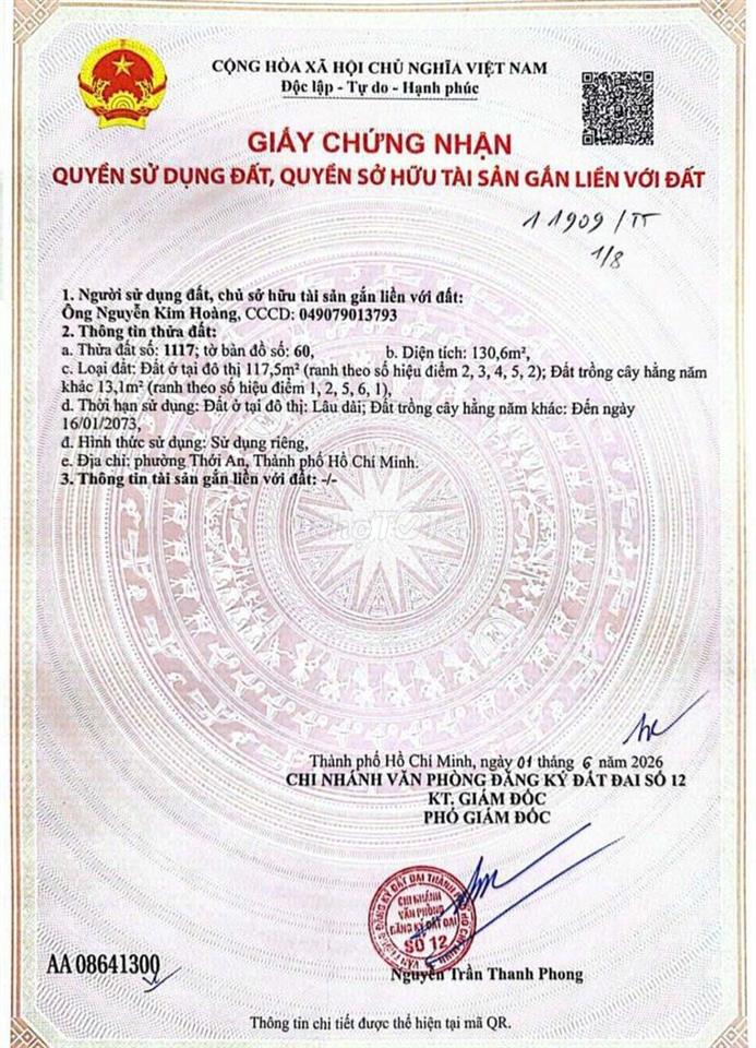 bán gấp 4 lô liền kề mặt tiền đường tx 52  phường thạnh xuân quận 11