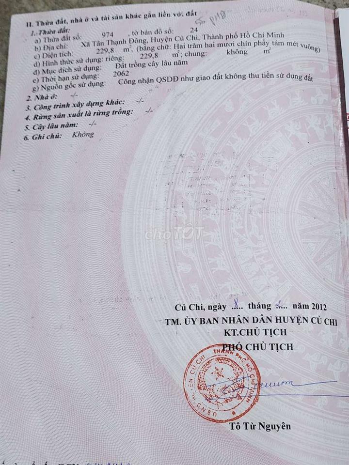 Bán đất hẻm xe hơi Đ Huỳnh Minh Mương, Tân Thạnh Đông. Giá 2,3 tỷ