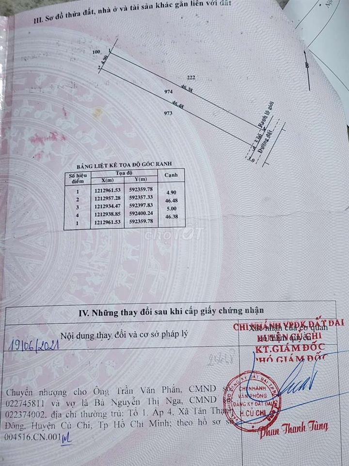 Bán đất hẻm xe hơi Đ Huỳnh Minh Mương, Tân Thạnh Đông. Giá 2,3 tỷ