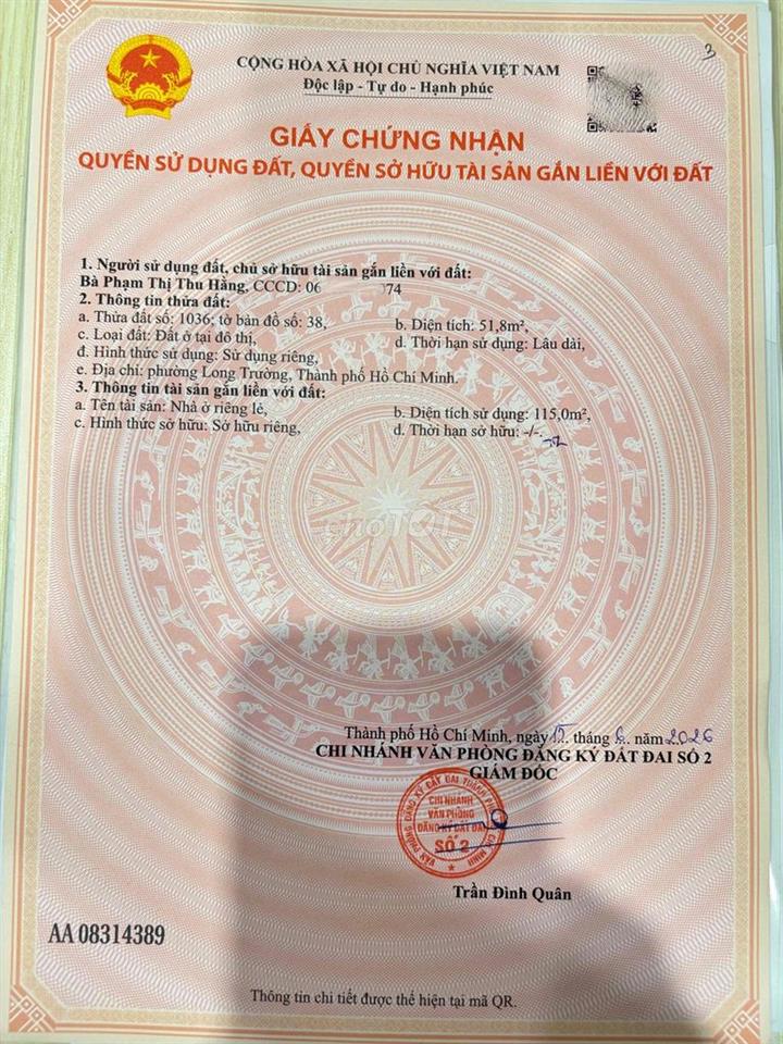 Tôi Chính chủ bán nhà mới xây. hẻm 47 gần chợ Long Trường, quận 9