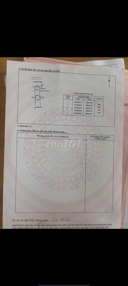 dat thổ cư 110m². củ Chi, đường nhựa lớn 2.5ty