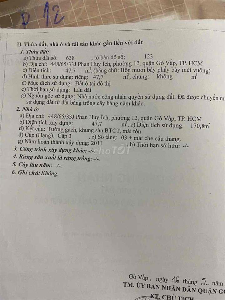 Chính chủ, cần bán gấp
