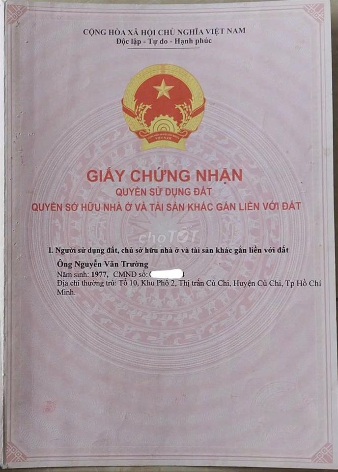 GIẢM GIÁ SÂU ĐẤT MT ĐẸP 5X30, THỔ CƯ TOÀN BỘ-TRUNG TÂM CỦ CHI
