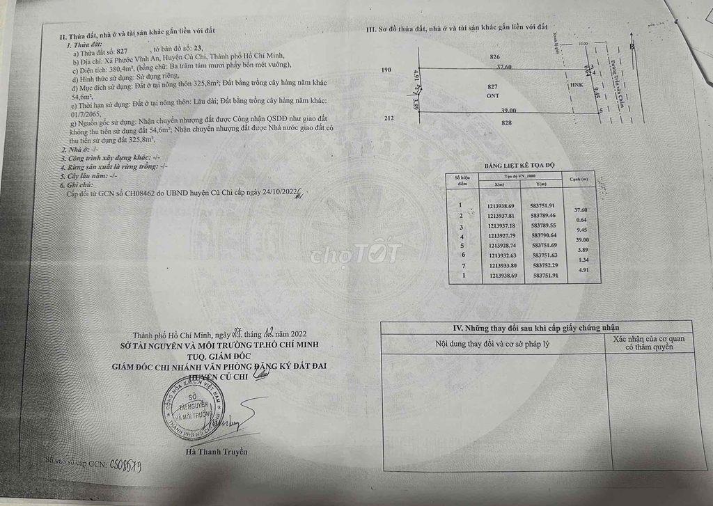 CHÍNH CHỦ BÁN ĐẤT MẶT TIỀN TRẦN VĂN CHẨM – FULL THỔ CƯ 100%
