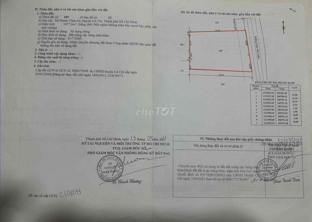 CHÍNH CHỦ BÁN ĐẤT MẶT TIỀN TRẦN VĂN CHẨM FULL THỔ CƯ 100%