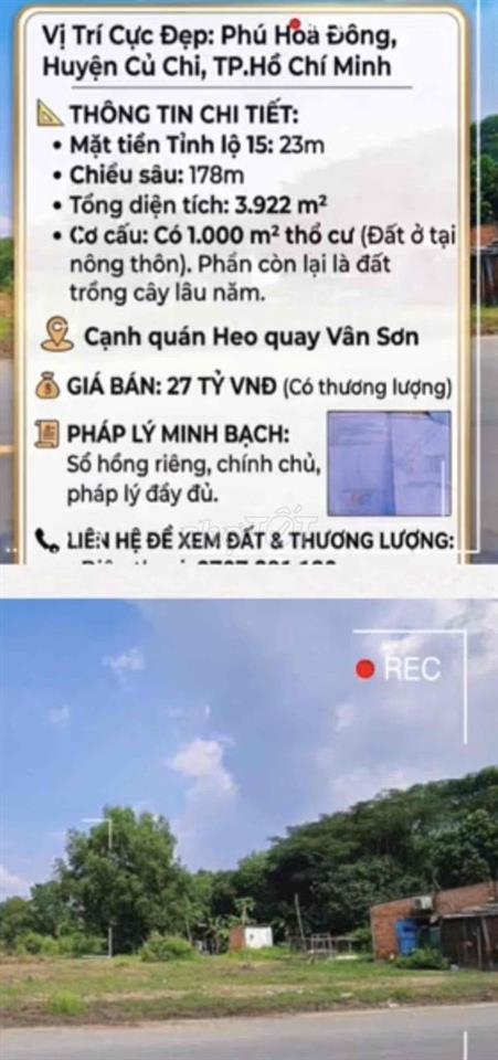 CẦN BÁN MẶT TIỀN TỈNH LỘ 15