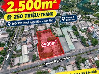 Cho thuê lô đất 2500m2 Quận Tân Phú giá 250tr/tháng (gần Đầm Sen)