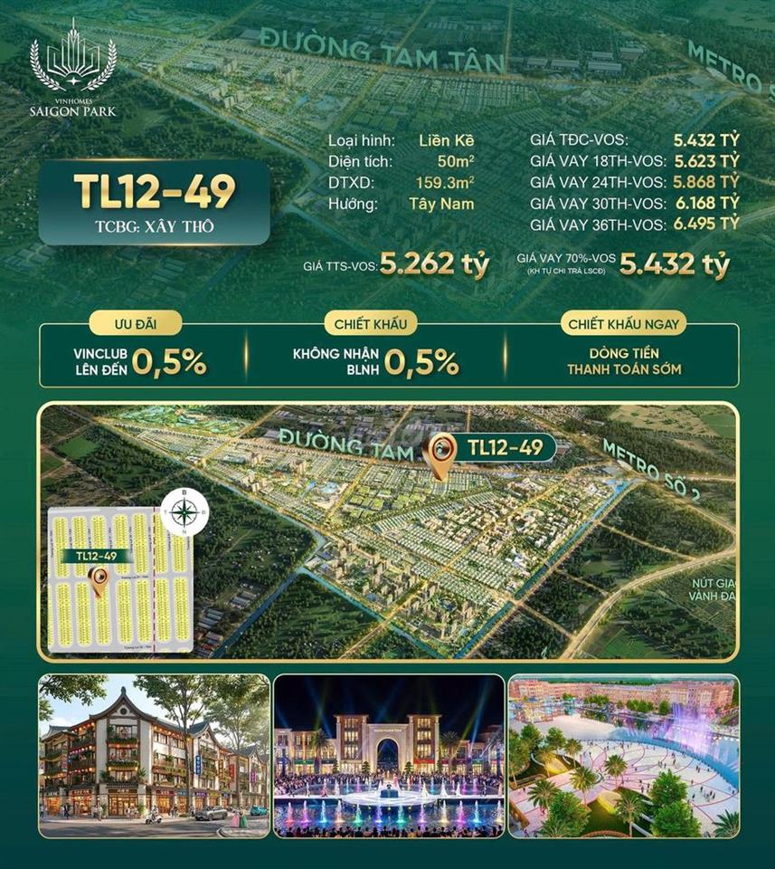 Vinhomes -  Liền kề TL12-49 Vinhomes Sài Gòn Park 50m²