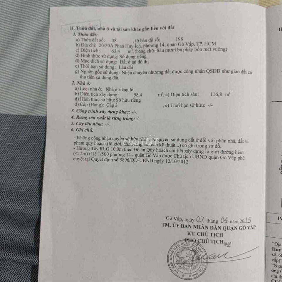 nhà hẻm xe tải 8m Phan Huy Ích phường 14 gò vấp