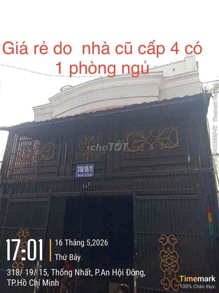 NHÀ HẺM XE HƠI THÔNG  ĐƯỞNG THỐNG NHẤT KHOẢNG 100M. GIÁ : 3 TỶ 99