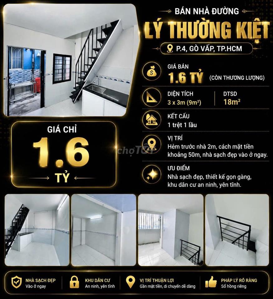 [SHR] Hẻm 4M - Phạm Văn Chiêu - 1 Trệt 1 Lầu - Ngay Chợ Thạch Đà