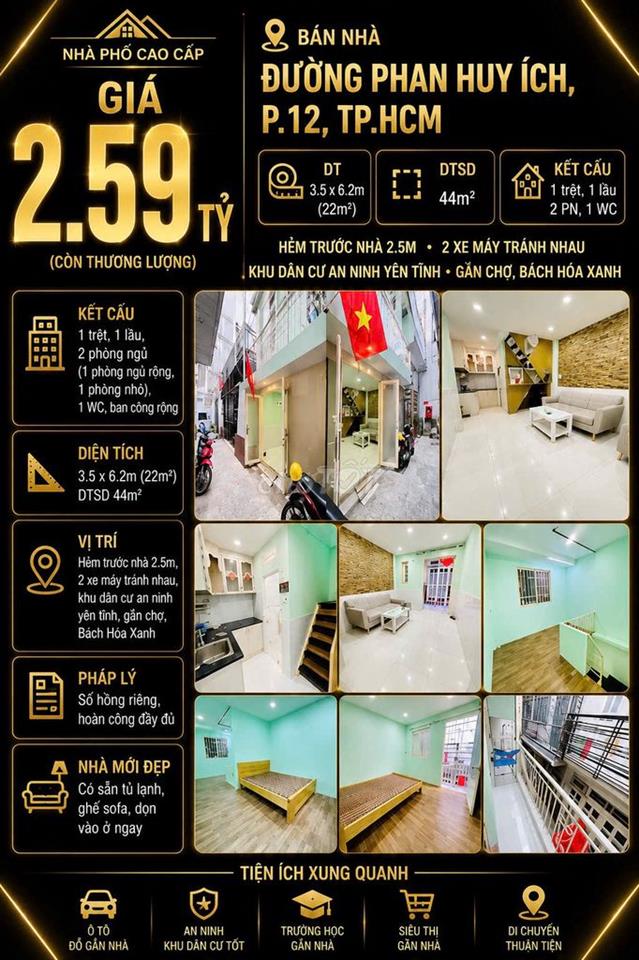 [SHR] Hẻm 4M - Phạm Văn Chiêu - 1 Trệt 1 Lầu - Ngay Chợ Thạch Đà